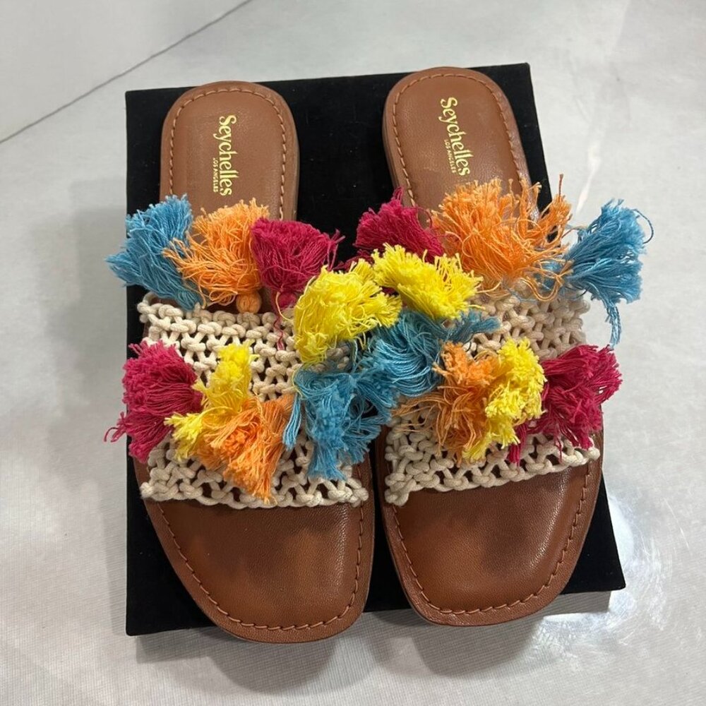 Seychelles Tassel Woven Slide Sandals Boho Multicolor Size 6.5